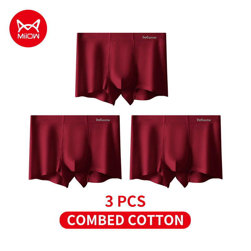 MiiOW 3 個秋冬綿男性下着ラッキーレッドメンズパンティ - Boxer Brief Pack Cotton のレビューと価格