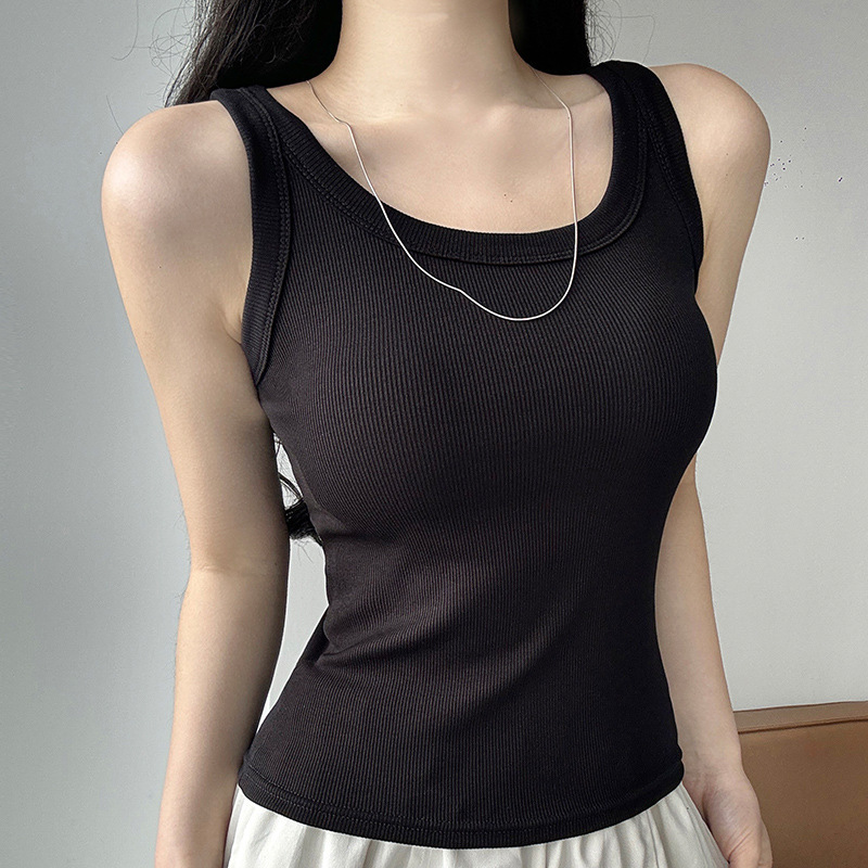 レディース タンクトップ 無地 ノースリーブ スリムフィット - Tank Top Ribbed のレビューと価格